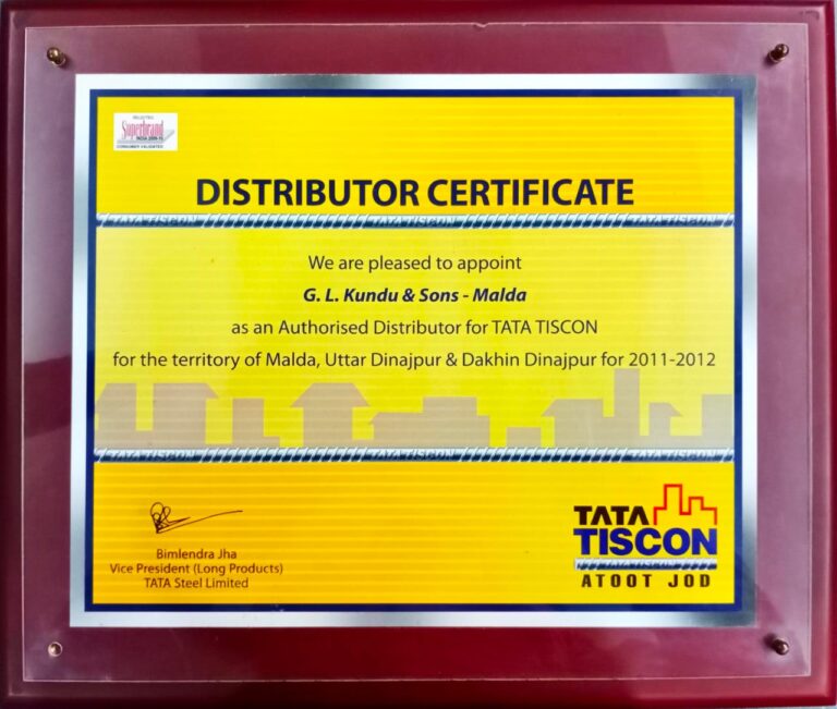 Tata Tiscon For the territory of Malda,Uttar Dinajpur & Dakhin Dinajpur for 2011-12