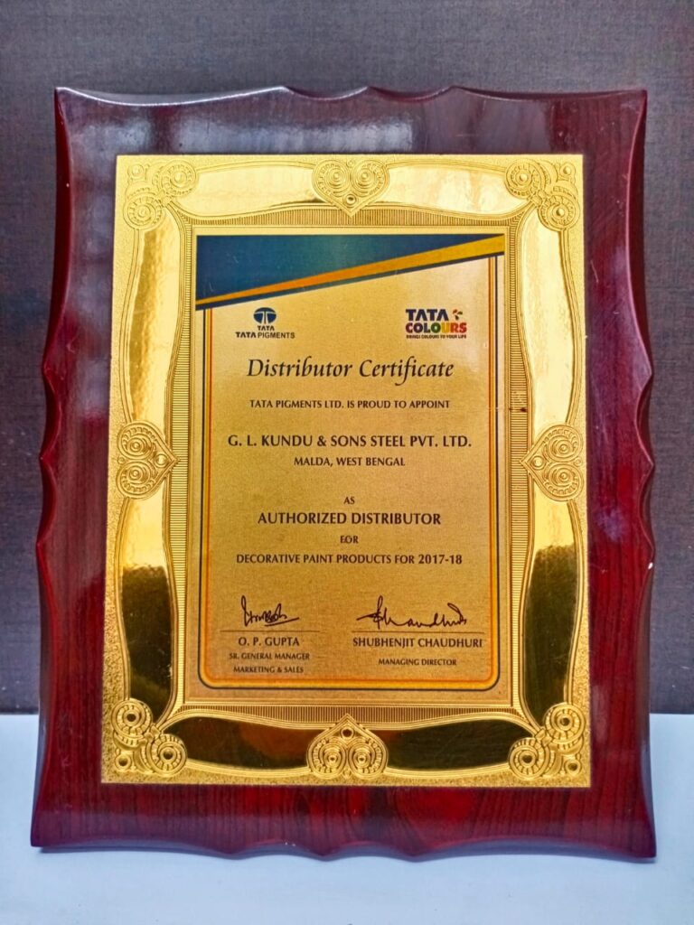 Distributor Certificate For Decorative Paint Products in 2017-2018